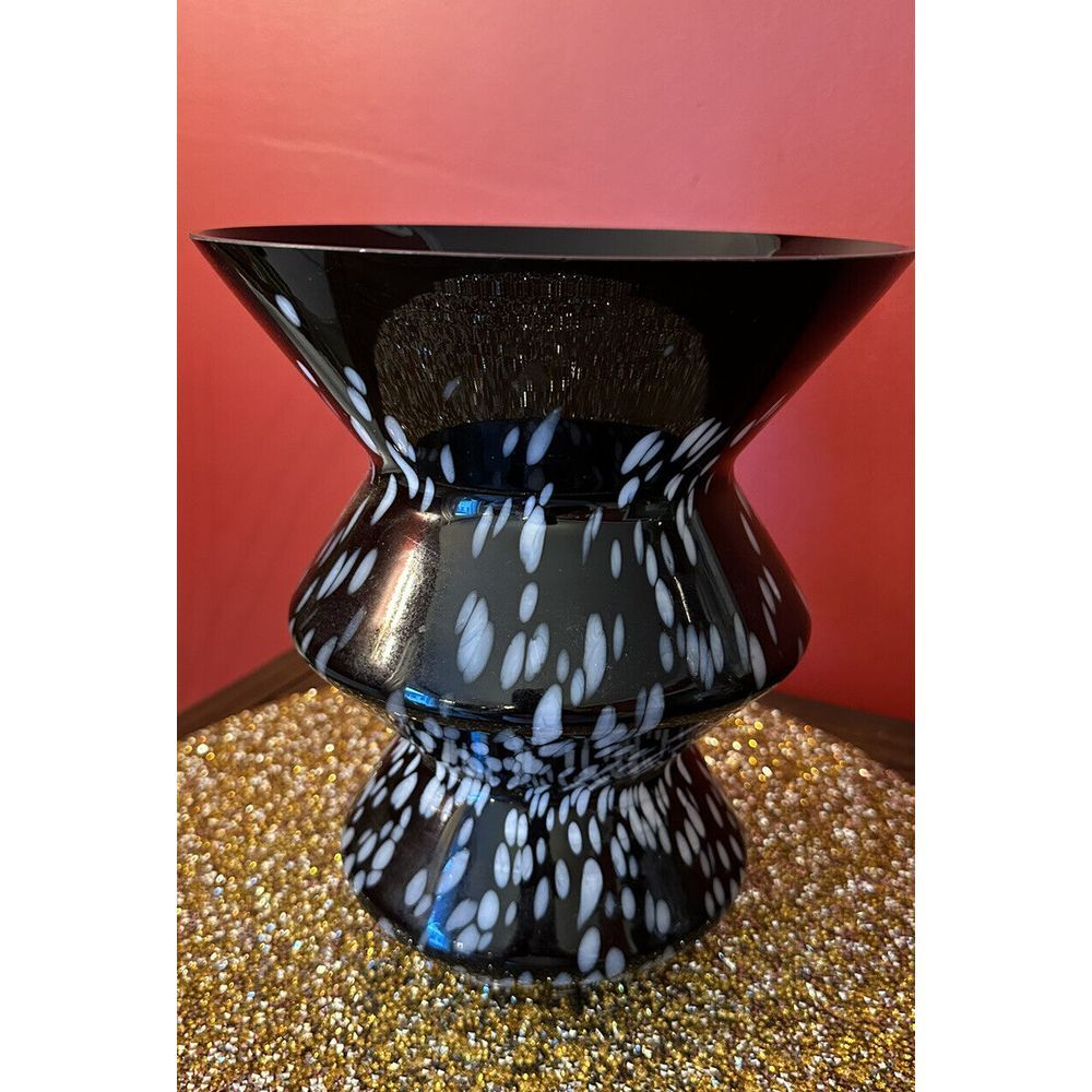 Vintage BX Glass Vase Black And White ‎ Excellent Condition